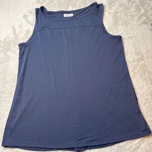 Columbia Chill River Tank Top Womens L Nocturnal Navy Blue Split Back UPF 50
